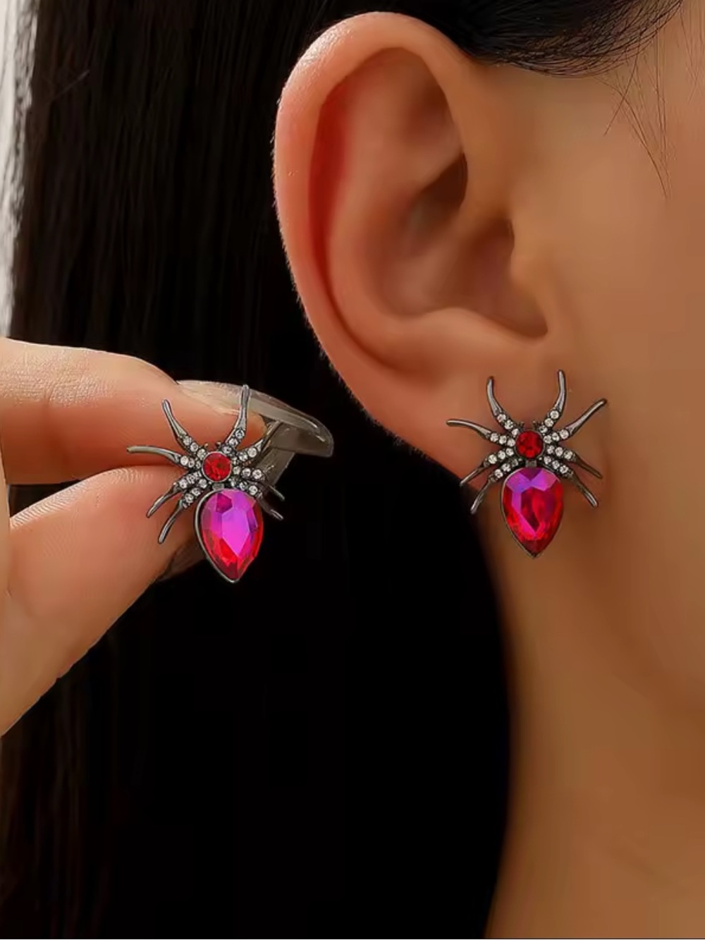Kohl's Red Spider Drop Stud Earrings for Women